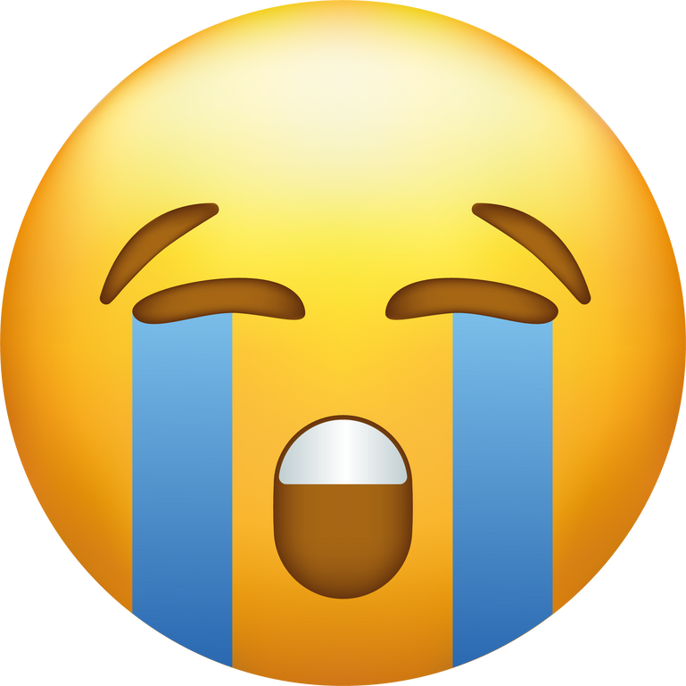 Loudly crying emoji. Yellow emoticon with streams of tears